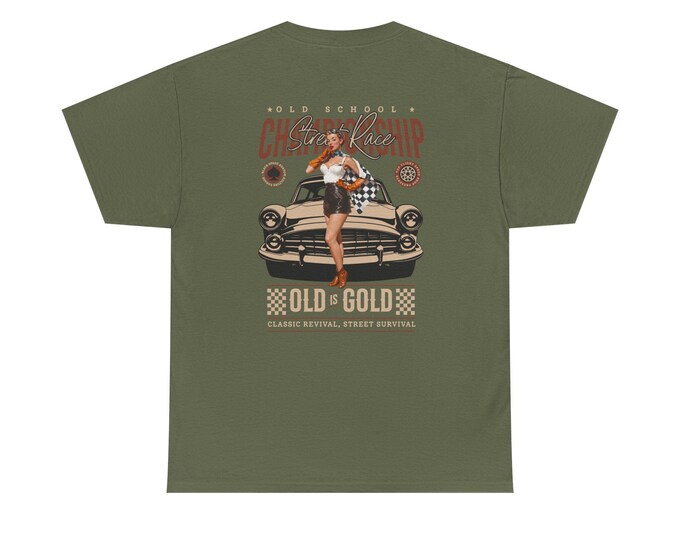 Street Race Championship Vintage Racing Unisex Heavy Cotton Tee-Mens racing t shirt, pinup racing, vintage race car, mens graphic tees,