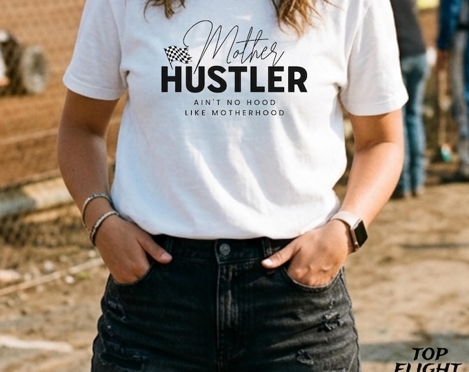 Mother Hustler Unisex Heavy Cotton Tee-Womens t shirts, womens tees, racing tees for women, mothers day, mama, gifts for her