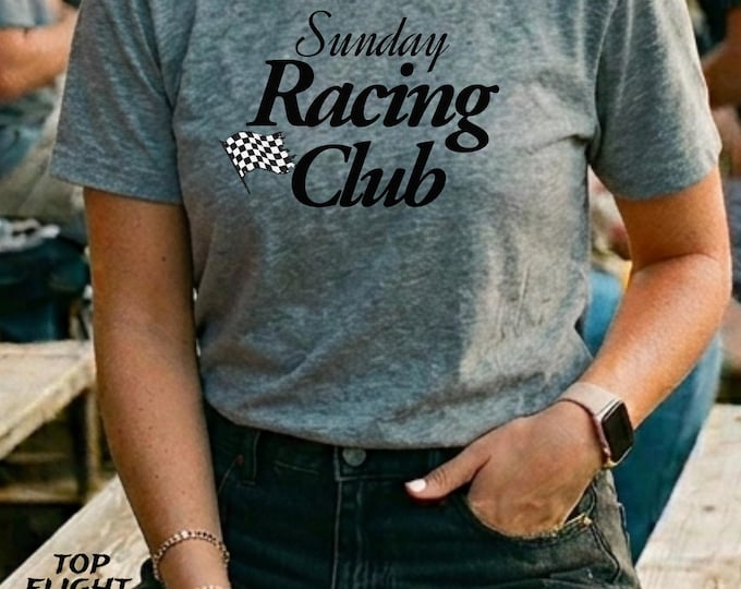 Sunday Racing Club Unisex Heavy Cotton Tee-Womens Racing Tees, Womens racing t shirt, Graphic Racing tees