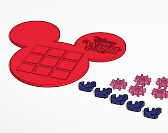 Inspired Mickey Wish Tic-Tac-Toe STL Digital Download