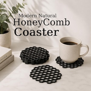 Modern Honeycomb Coaster STL File | Minimalist Hexagon Drink Coaster (Digital Download)