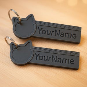 Benutzerdefinierte Name Katze Schlüsselanhänger STL - Personalisierte 3D druckbare Lineal Lesezeichen, Mehrzweck-Schlüsselanhänger-Datei