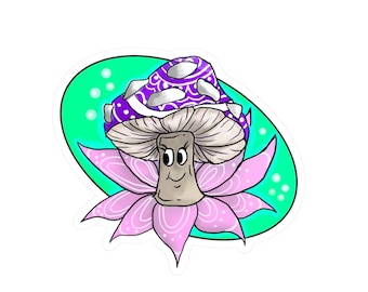 Zen Mushroom Kiss-Cut Vinyl Decal | Fungi Floral
