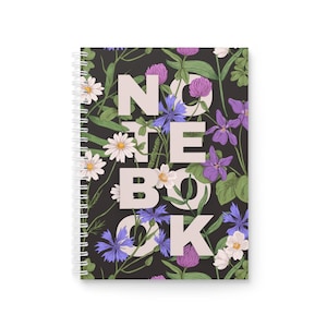 Cuaderno espiral con monograma inicial floral / Letras botánicas