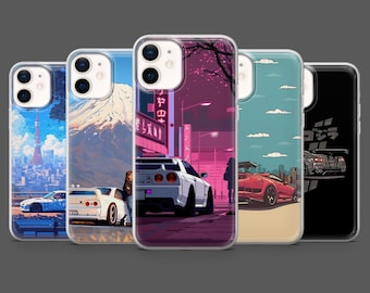 Funda para teléfono JDM Cars Drift Car, japonesa, para iPhone 17Pro, 16, 15, 14, 13, 12, Samsung S25, S24, S23Fe, S22, A16, A26, A56, Pixel 10, 9