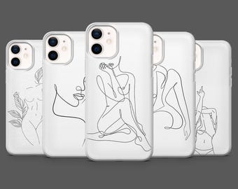 Body Line Art Phone Case Women Naked Cover for iPhone 17Pro, 16, 15, 14, 13, 12, Samsung S25, S24, S23Fe, S22, A16, A26, A56, Pixel 10, 9