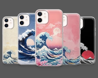 Funda para teléfono Great Wave con diseño de olas japonesas Kanagawa para iPhone 17Pro, 16, 15, 14, 13, 12, Samsung S25, S24, S23Fe, S22, A16, A26, A56, Pixel 10, 9