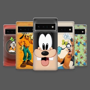 Puede incluir: Cinco fundas para teléfono con el personaje de dibujos animados Goofy. Cada funda tiene un diseño único, que incluye primeros planos de caras, poses de cuerpo entero y fondos estampados. Las fundas son de varios colores, como el rojo, el amarillo y el verde.