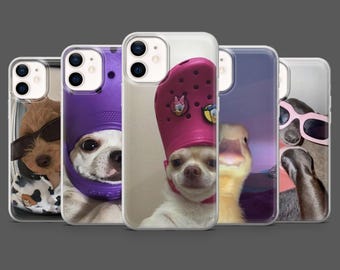 Lustig Handyhülle Meme Hund Scherz Ente Cover für iPhone 17Pro, 16, 15, 14, 13,12, Samsung S25, S24, S23Fe, S22, A16,A26,A56, Pixel 10, 9