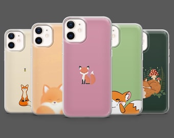 Minimal Fox Phone Case Lovely Forest Animal Cover for iPhone 17Pro, 16, 15, 14, 13,12, Samsung S25, S24, S23Fe, S22,A16,A26,A56, Pixel 10, 9