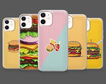 Burger Phone Case Fast Food Fries Cover for iPhone 17Pro, 16, 15, 14, 13, 12, Samsung S25, S24, S23Fe, S22, A16, A26, A56, Pixel 10, 9