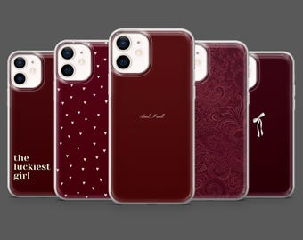 Burgundy Phone Case Dark Red Feminine Cover for iPhone 17Pro, 16, 15, 14, 13, 12, Samsung S25, S24, S23Fe, S22, A16, A26, A56, Pixel 10, 9