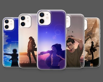 Funda de teléfono de Attack on Titan con Eren Yeager para iPhone 17Pro, 16, 15, 14, 13, 12, Samsung S25, S24, S23Fe, S22, A16, A26, A56, Pixel 10, 9