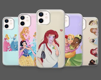 Princess Phone Case Disney Girl Cover for iPhone 17Pro, 16, 15, 14, 13,12, Samsung S25, S24, S23Fe, S22, A16,A26,A56, Pixel 10, 9