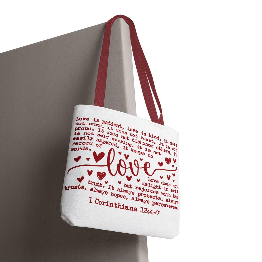 Scripture Bag Scripture Tote Bag Bible Verse Love Chapter Corinthians Bible Study ...
