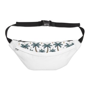 Palm Tree Pattern Large Fanny Pack | Tropical Waist Bag, Beach Festival Accessory