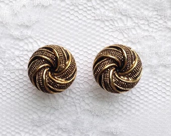 Pair of Antique Gold Ear Plugs with Spiral Design 14mm 0 Gauge to 9/16" Inch 