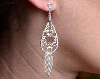 drop silver earrings