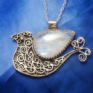 Dove of Peace with rainbow moonstone wings image 3