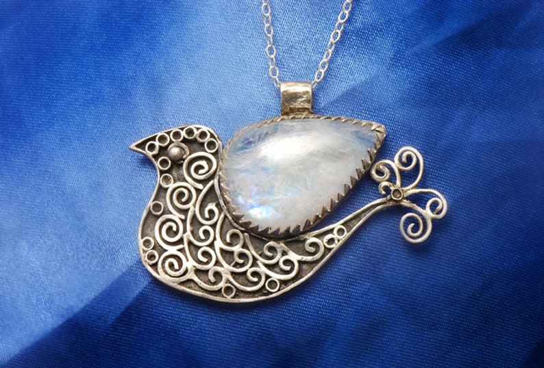 Dove of Peace with rainbow moonstone wings image 3