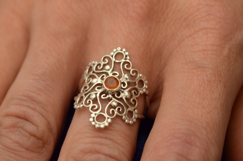 A Carnelian silver Mandala ring image 3