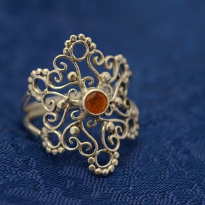 A Carnelian silver Mandala ring image 1