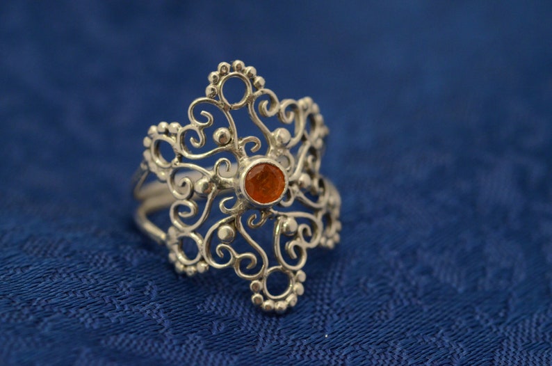 A Carnelian silver Mandala ring image 1