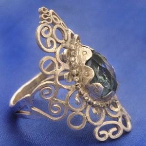 Silver ring with Dark blue Topaz image 4