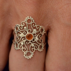 A Carnelian silver Mandala ring image 2