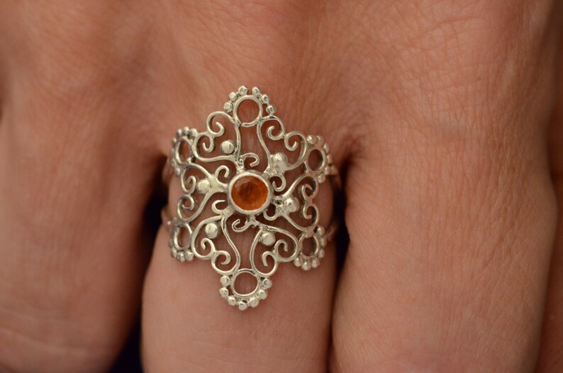 A Carnelian silver Mandala ring image 2