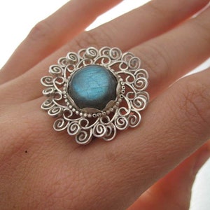 Silver ring with Labradorite image 1