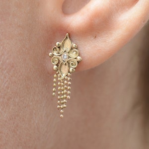 14k gold earrings with diamonds image 2