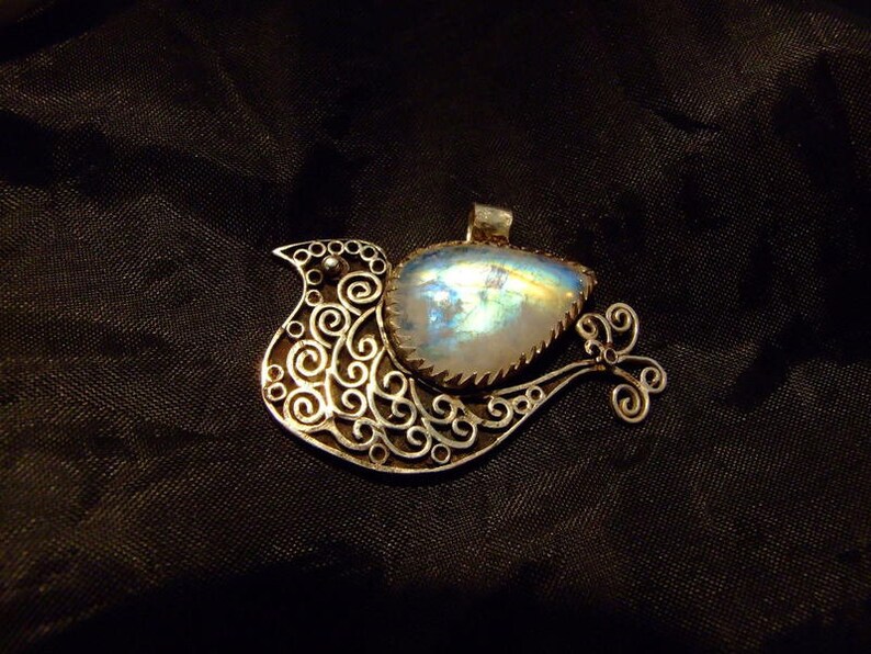 Dove of Peace with rainbow moonstone wings image 2