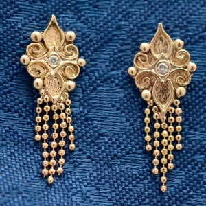 14k gold earrings with diamonds image 1