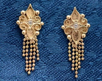 14k gold earrings with diamonds