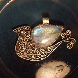 Dove of Peace with rainbow moonstone wings image 1