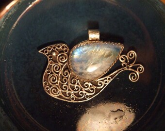 Dove of Peace with rainbow moonstone wings