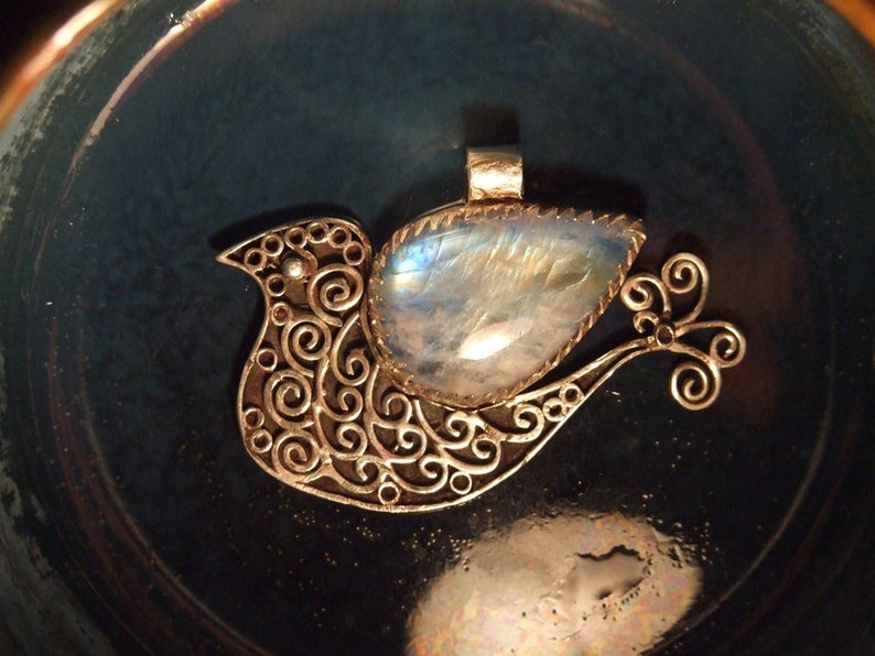 Dove of Peace with rainbow moonstone wings image 1