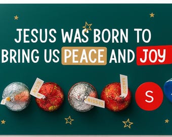 Druckbares Jesus-Themed Hershey Kiss Kid's Mengengeschenkset - 4x6 JPEGs 3 Sprachen Erschwinglich
