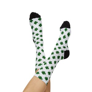 Calcetines con estampado de trébol verde / Calcetines de trébol del Día de San Patricio