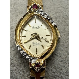 Rare Deauville Gold Watch with Black Face and Diamond Deauville Watch - Etsy main image 4