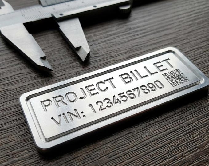 Featured listing image: Custom CNC Engraved VIN Plate | Aluminum, Copper, or Magnesium
