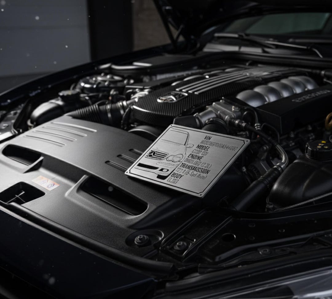 Custom Billet Aluminum Spec Plate – CNC Engraved Engine Bay Plaque ...