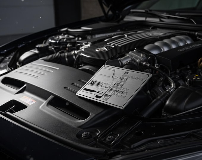 Featured listing image: Custom Billet Aluminum Spec Plate – CNC Engraved Engine Bay Plaque (200x150mm)