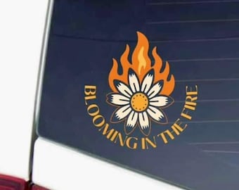 Decalcomania "Margherita in fiamme" da 4 pollici - Decalcomania in fiore