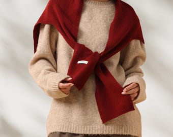 Xale de pura lã para mulheres – Tricô de inverno, macio, quente, fresco e delicado.