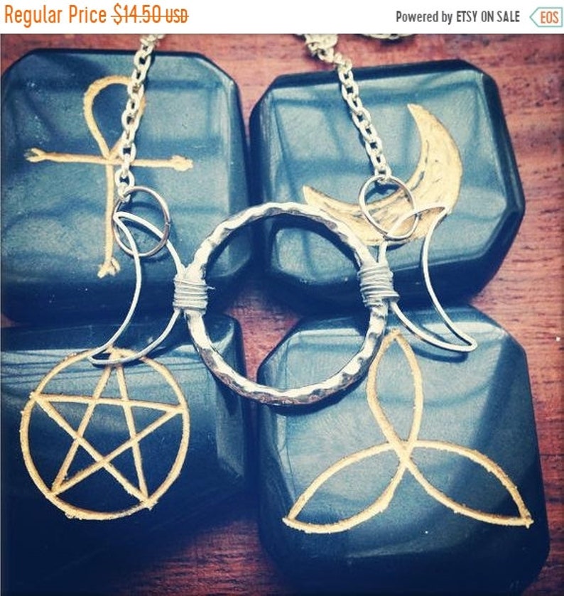 ON SALE Triple Moon Necklace with moon stones
