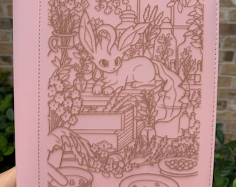 Custom Pokemon Leafeon Laser Engraved 4 Pocket Top Loader Binder