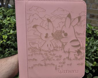 Custom Pokemon Pikachu & Mimikyu Laser Engraved 4 Pocket Top Loader Binder