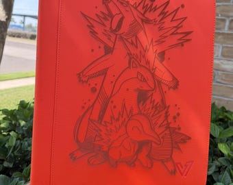 Custom Pokemon Typhlosion Evolution Line Laser Engraved 9 Pocket Top Loader Binder